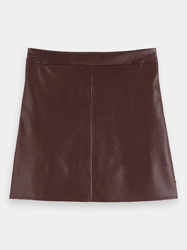 Faux leather high-rise mini skirt