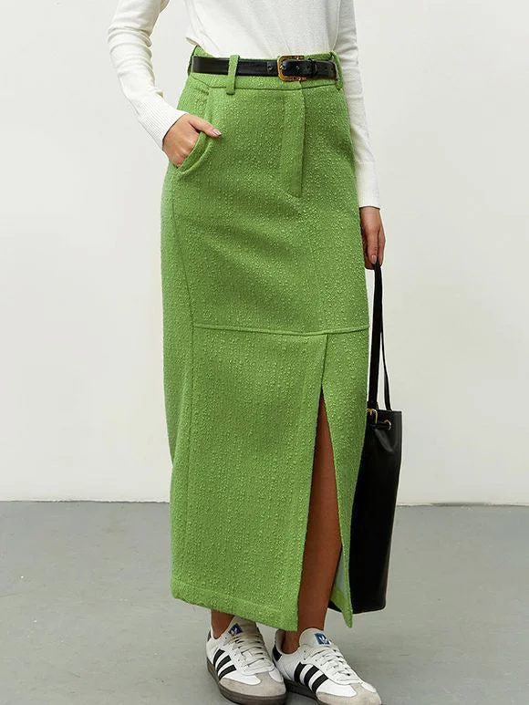 BerryBetty - Greeness Maxi Slit Skirt