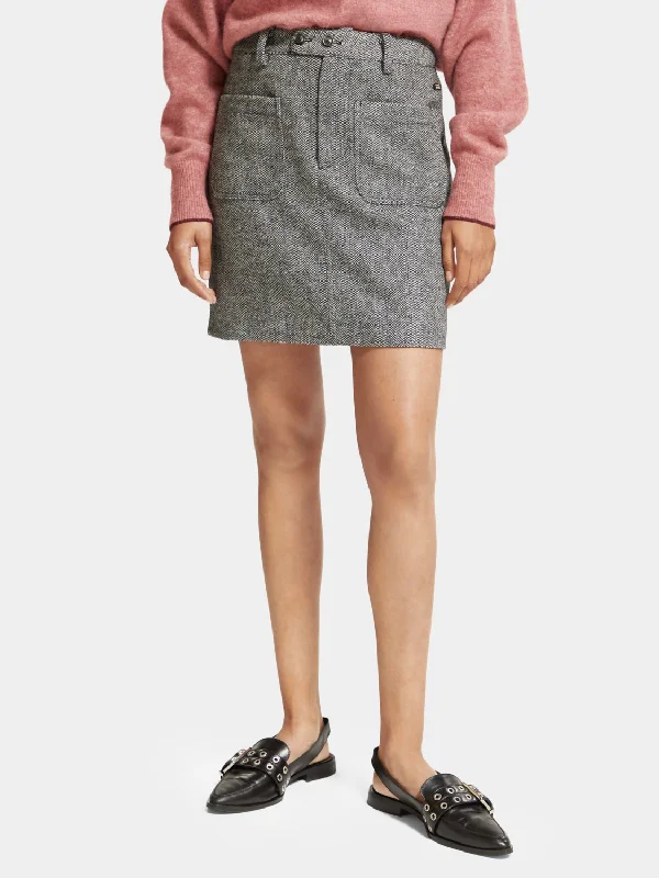 Herringbone high-rise mini skirt