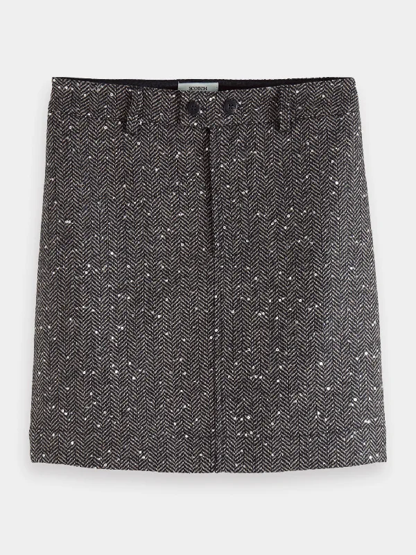 Herringbone sequin mini skirt