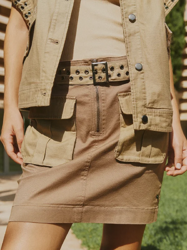 High-rise cargo mini skirt