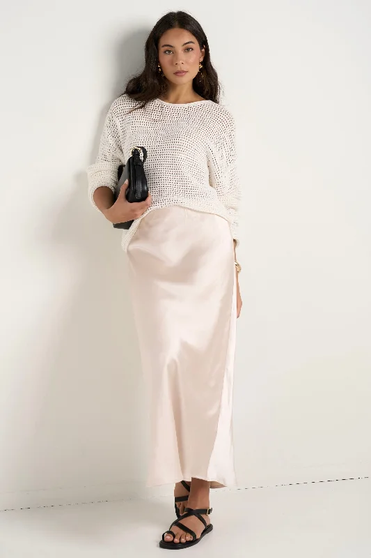 Ivy Champagne Satin Bias Midi Skirt