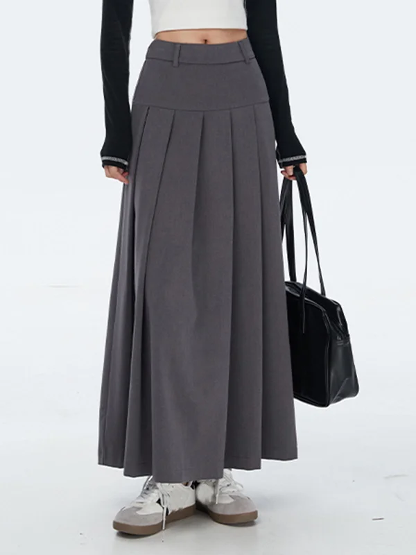 BerryBetty - Modern Academia Pleat Maxi Skirt