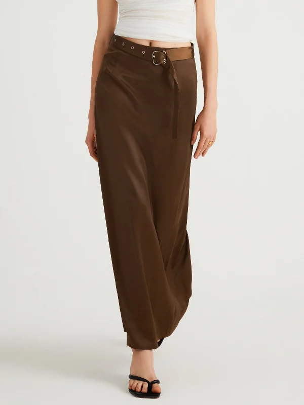 BerryBetty - Satin Belted Maxi Skirt