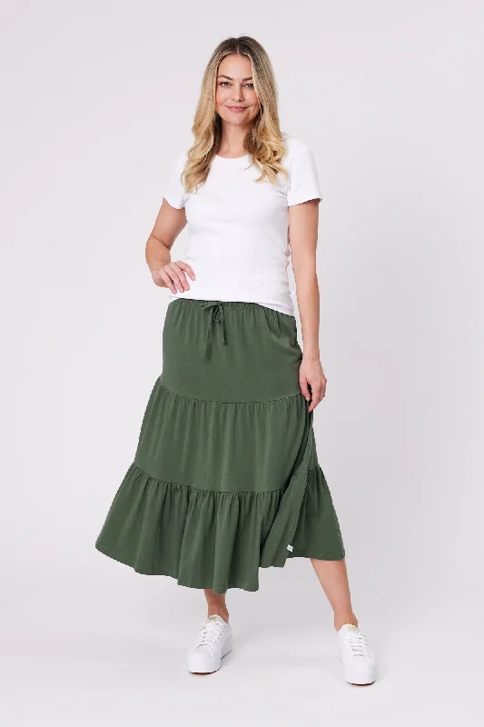 Shine On Essentials Midi Skirt Khaki