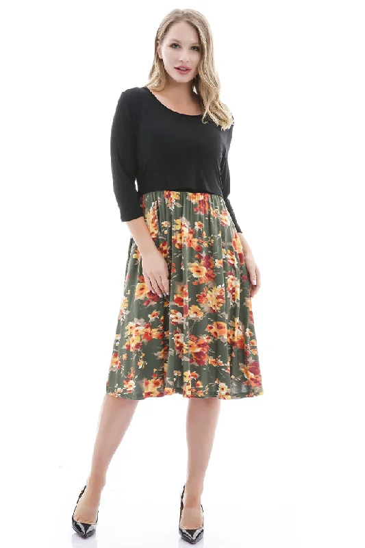 Smallshow 3/4 Sleeve Floral Maternity Nursing Dress