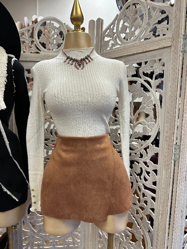 Suede Brown Mini Skort