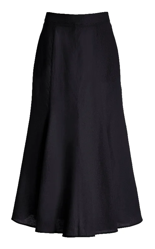 Tate Midi Skirt in Charcoal Aloe Linen