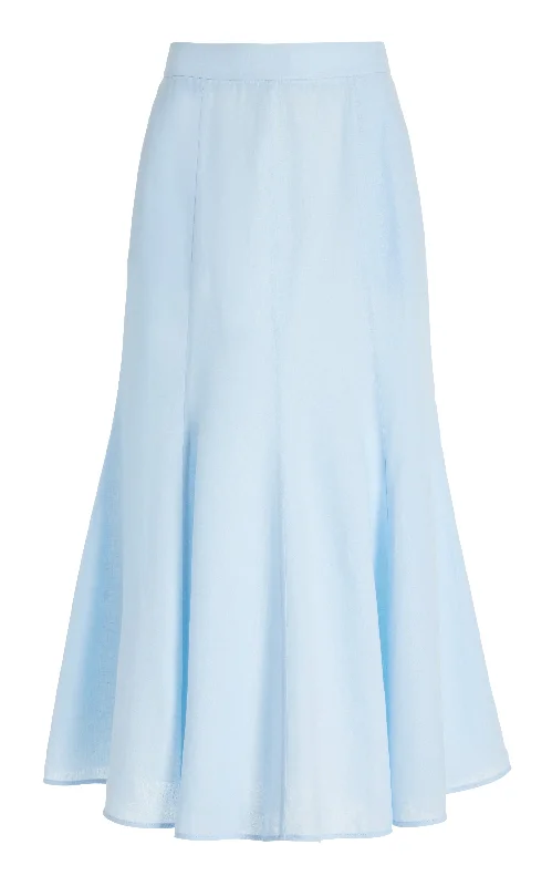 Tate Midi Skirt in Light Blue Aloe Linen