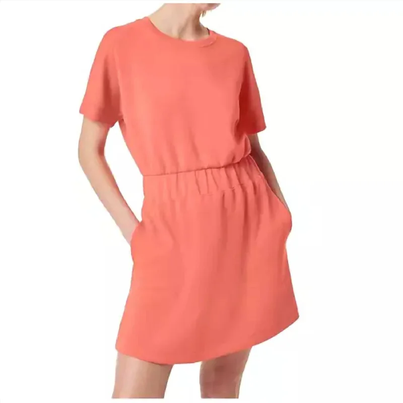 Air Essential Cinched T Shirt Dress In Peach