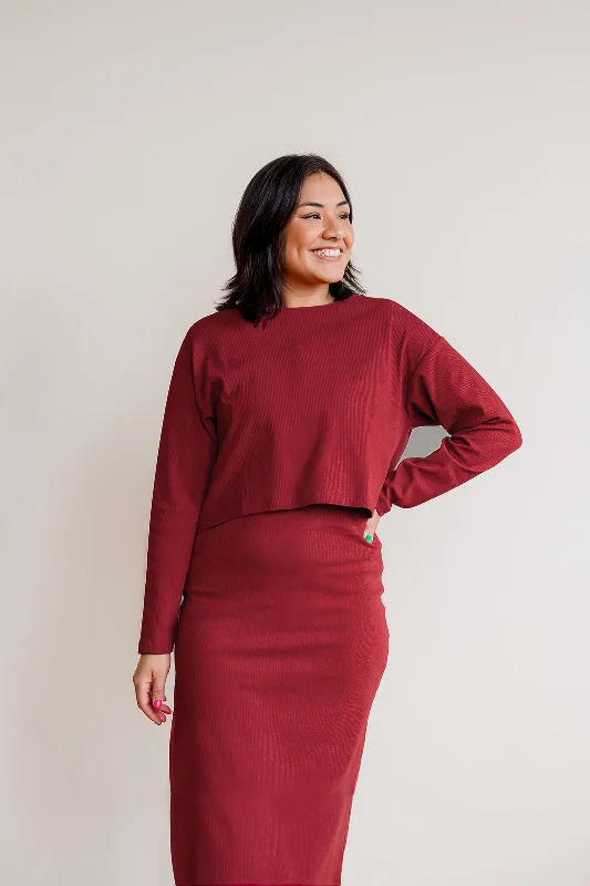 All Season Long Sleeve + Maternity to Tank Nursing Dress Set - Rust