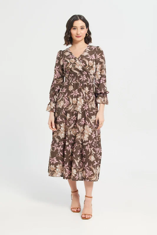 Wrap Crepe Printed Dress