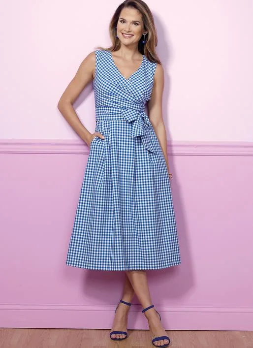 Butterick 6446 Misses' Pleated Wrap Dresses with Sash Pattern