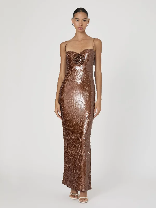 Beatrice Sequin Strappy Corsage Maxi Dress