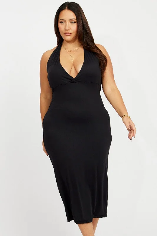 Black Halterneck Supersoft Bodycon Maxidress