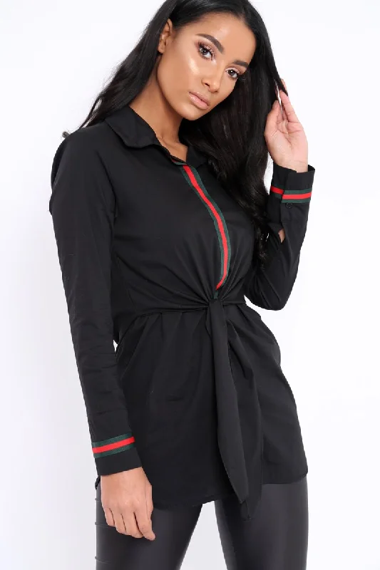 Black Stripe Shirt Dress - Idella