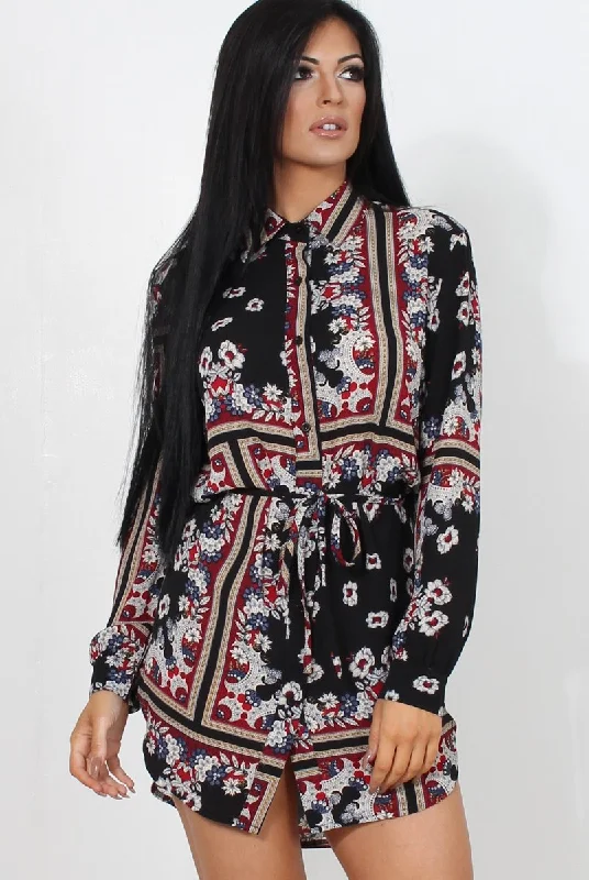 Bono Black Paisley Print Shirt Dress