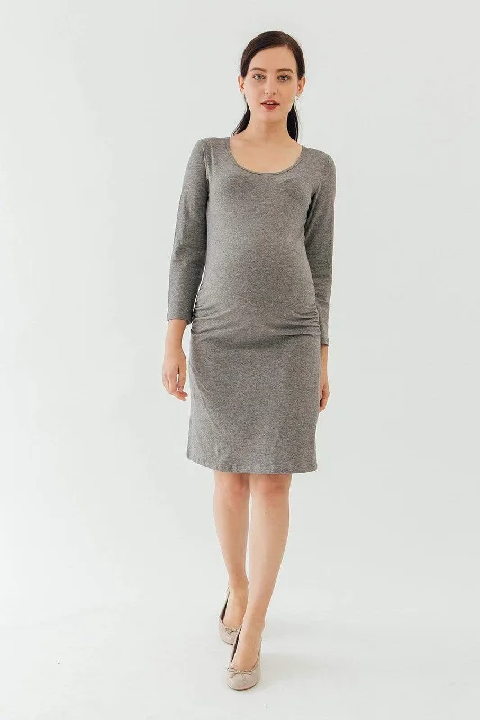 Long Sleeve Charmaine Round Neck Mozzie Maternity Clothes Charcoal