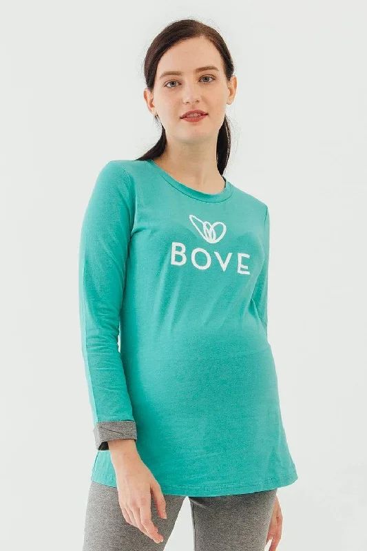 Long Sleeve Chiara Round Neck Mozzie Maternity Top Ceramic