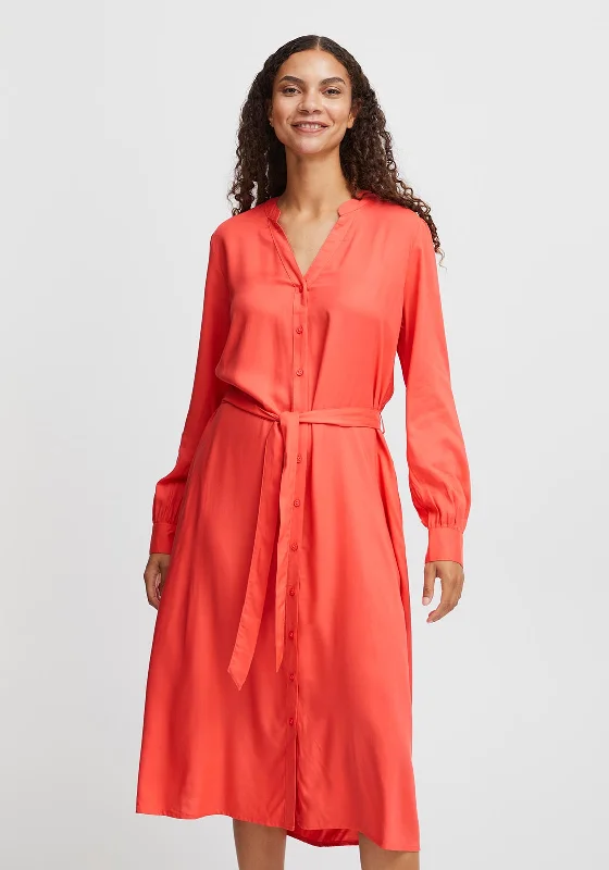 B.Young Josa Tie Waist Midi Shirt Dress, Cayenne