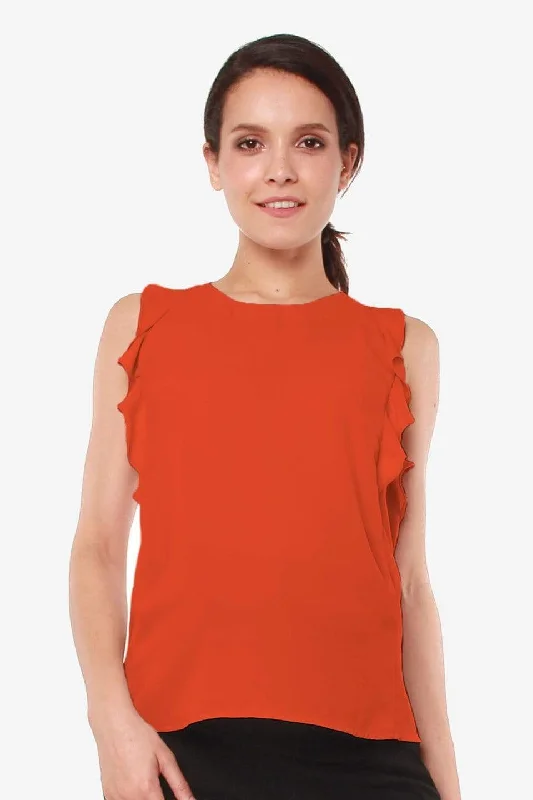 Woven Flutter Sleeve Clarity Nursing Top Autumn Orange