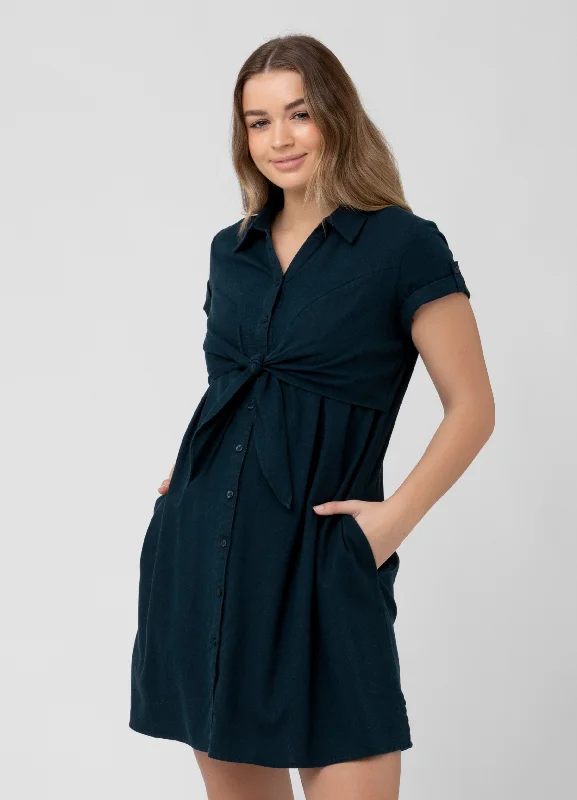 Ripe Maternity Colette Tie Up Linen Maternity Dress