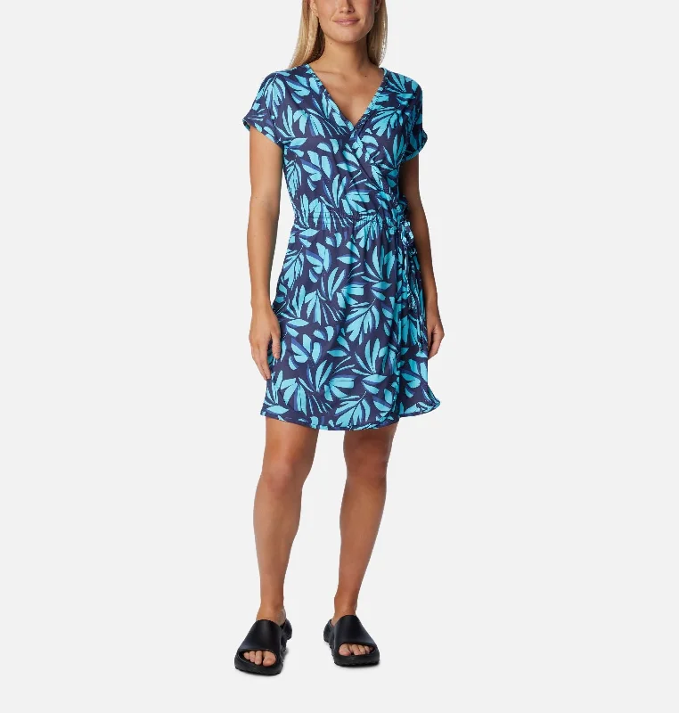 Women's Chill River Print Wrap Dress - Aquamarine Areca