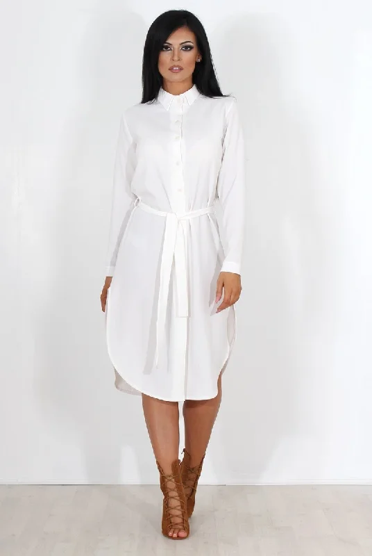 Cori White Split Shirt Dress