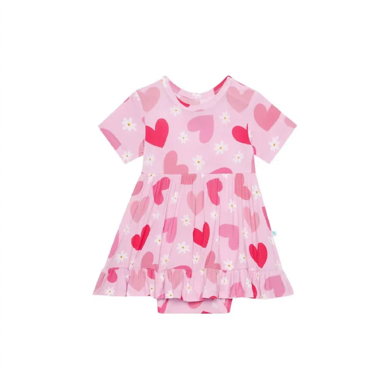 Daisy Love Short Sleeve Bodysuit Dress In Pink