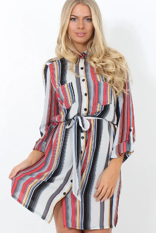 Danty Multi Coloured Stiped Shirt Dress