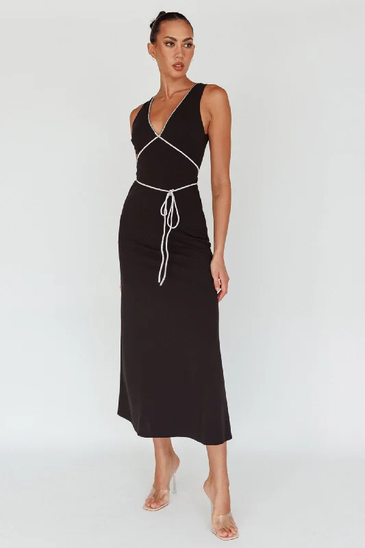 Del Sol Diamante Rope Maxi Dress Black