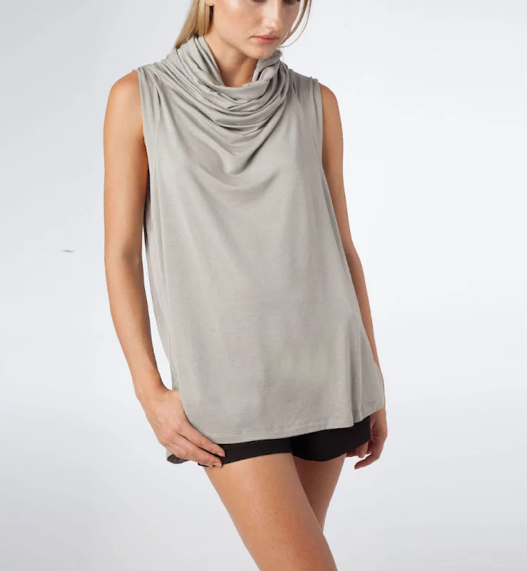 Unisex Echape Sustainable Modal Sleeveless Hooded Top in Light Grey