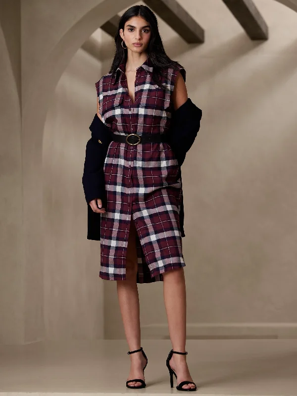 Flannel Midi Shirtdress