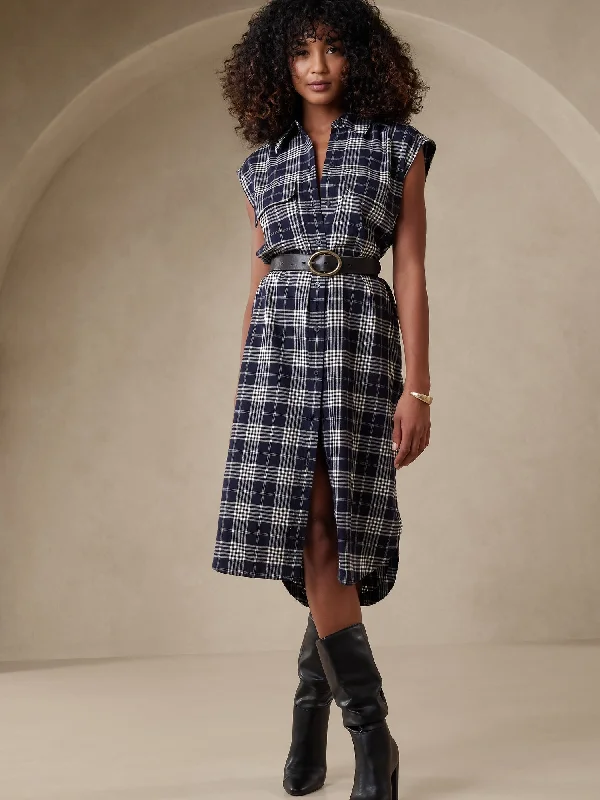 Flannel Midi Shirtdress