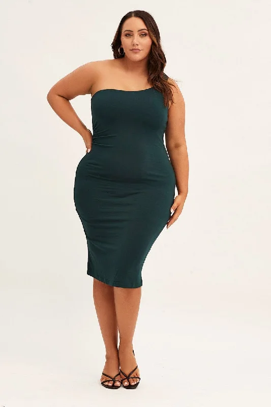 Green One Shoulder Jersey Bodycon Dress