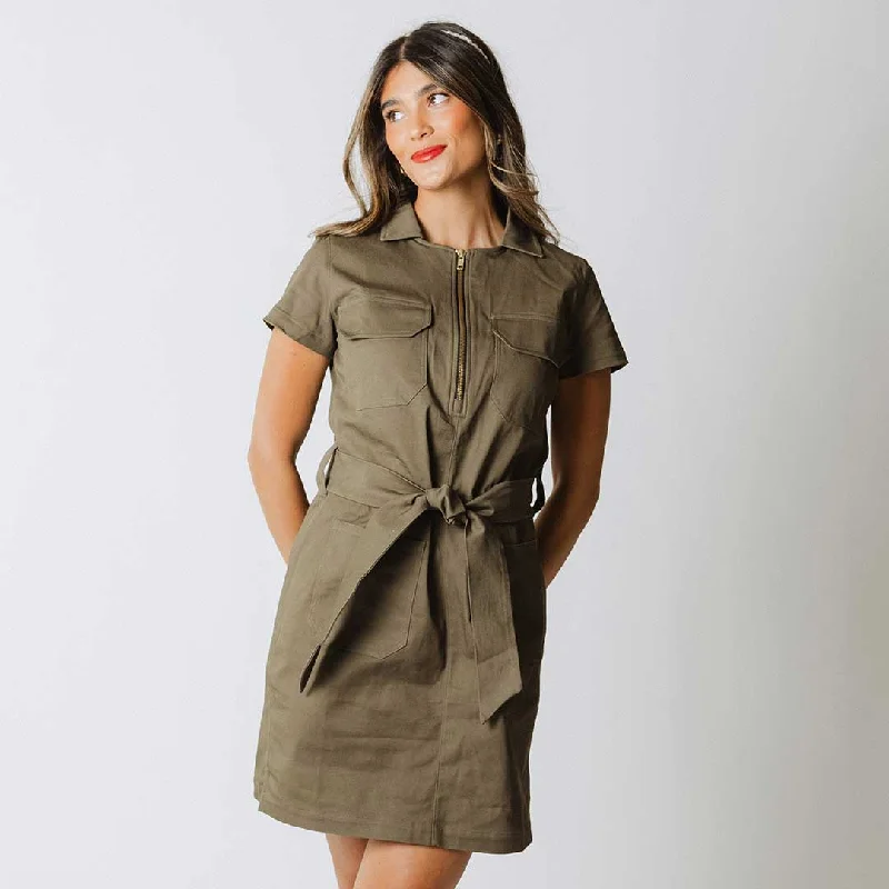 Hamptons Dress, Olive Canvas