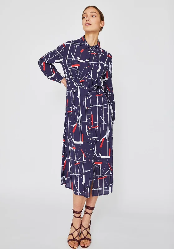 iBlues Giralda Print Midi Shirt Dress, Navy Multi