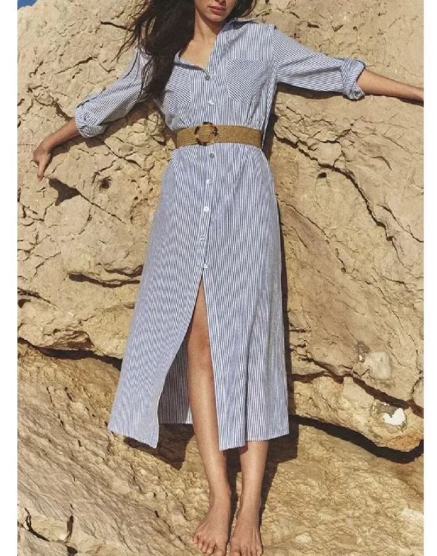 Jamie Luxe Striped Shirt Dress with Belt