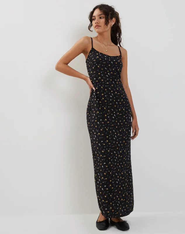 Kafka Maxi Dress in Pretty Petal Black