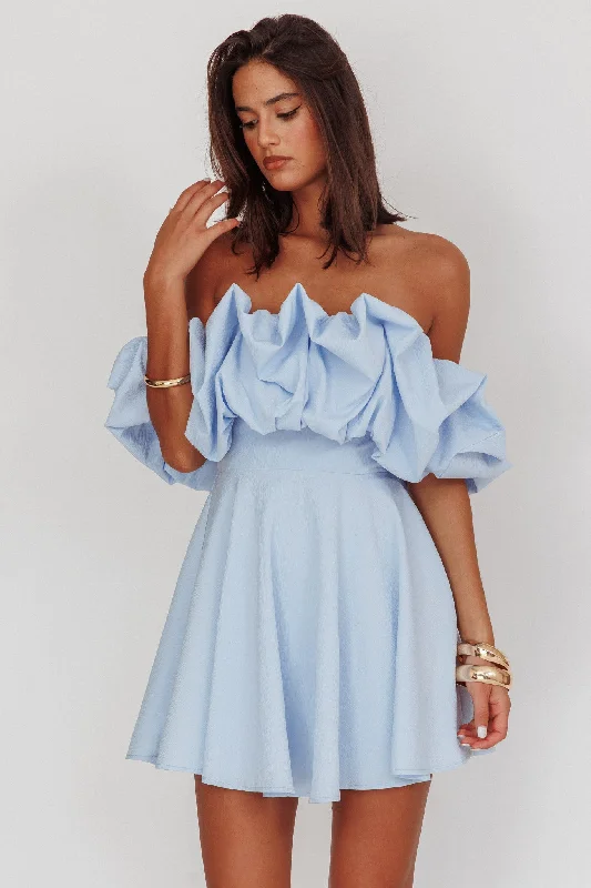 Kailynn Off-Shoulder A-Line Mini Dress Blue