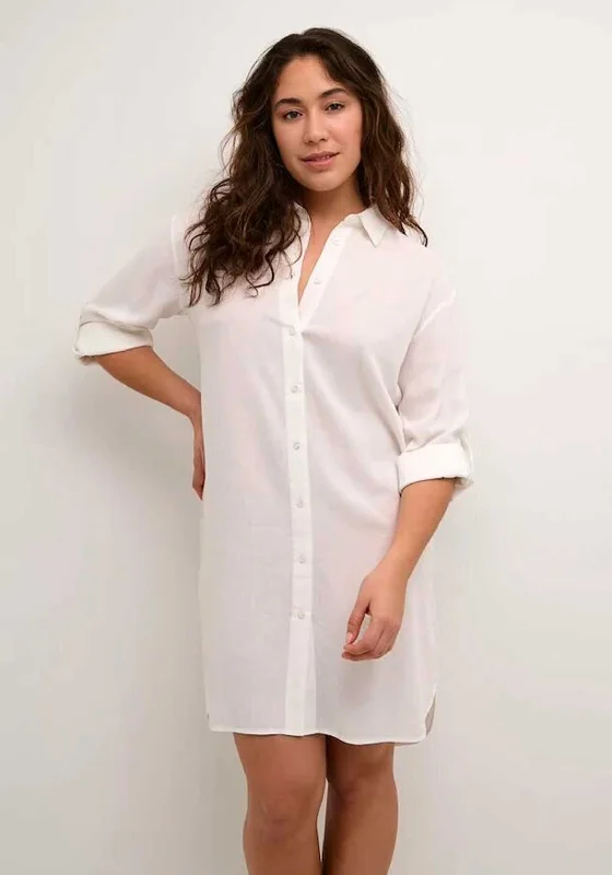 Kaffe Milla Linen Blend Shirt Dress, Chalk