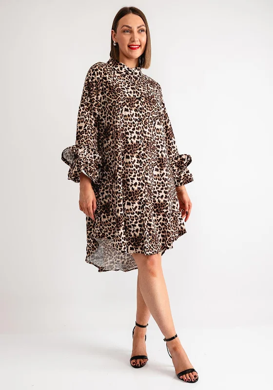 Serafina Collection One Size Leopard Print Shirt Dress, Brown