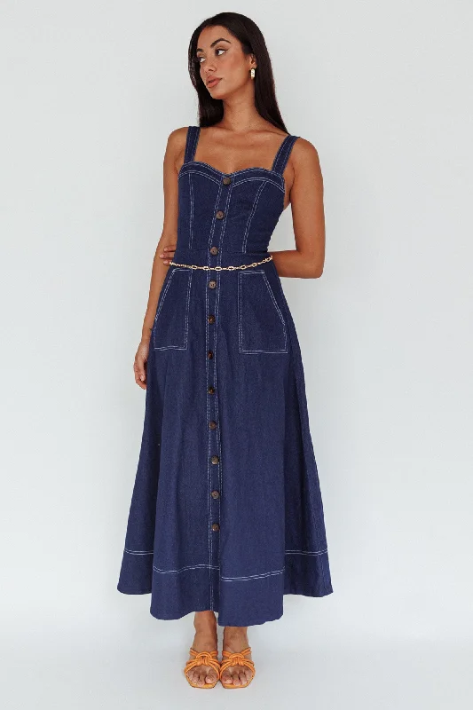 Laureen Pocket Maxi Dress Denim Indigo