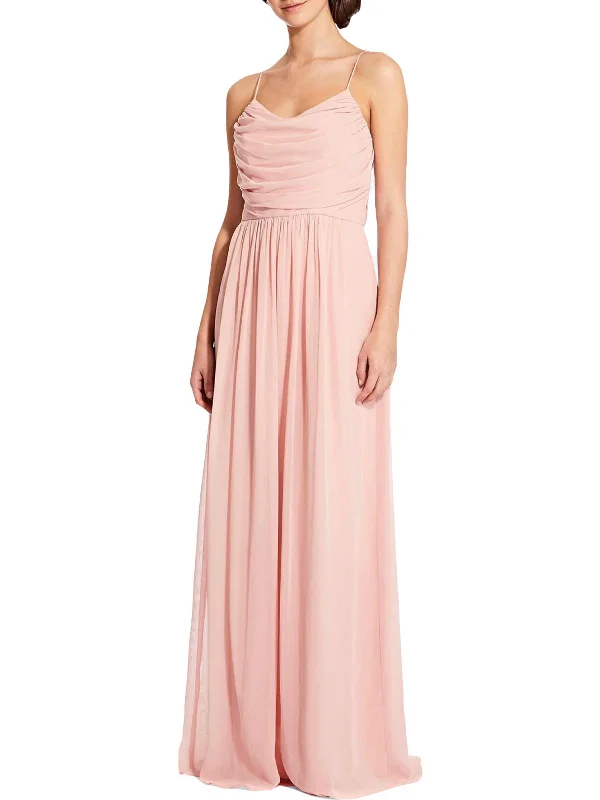 Lila Womens Pleated Prom Evening Dress