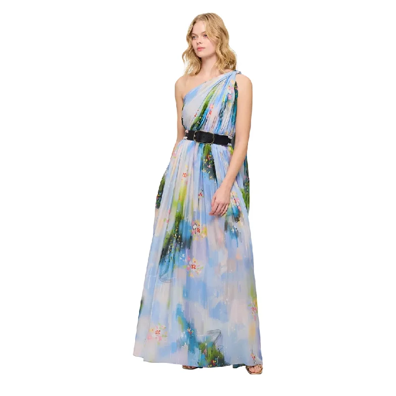 Leo Lin Women's Adriana One Shoulder Maxi Willow Print Dress