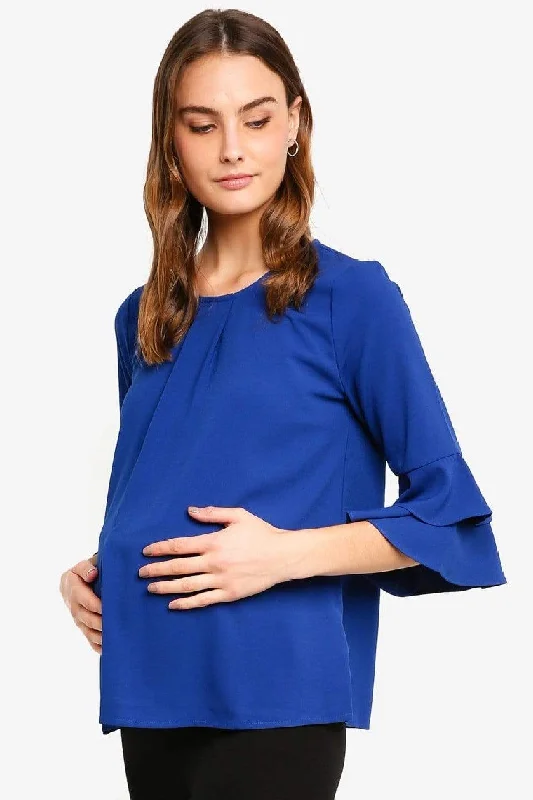 Long Flounce Sleeves Coreene Nursing Top Peacock