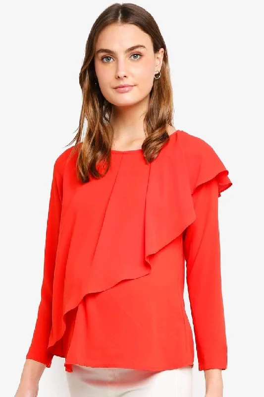 Long Sleeves Chessa Nursing Top Coral Red