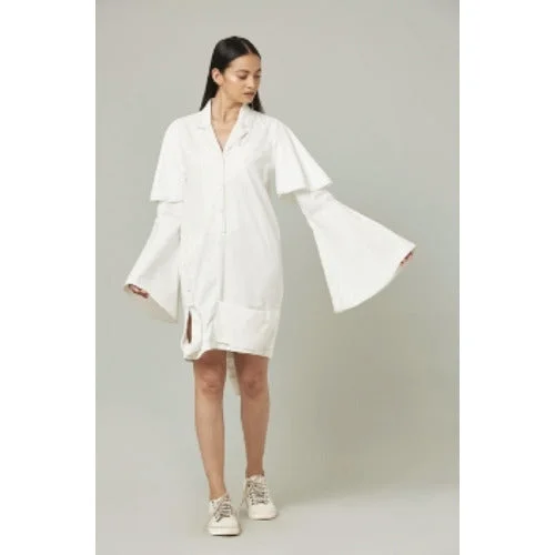 Lucie inverted shirt dress with bell sleeves from certified organic cotton