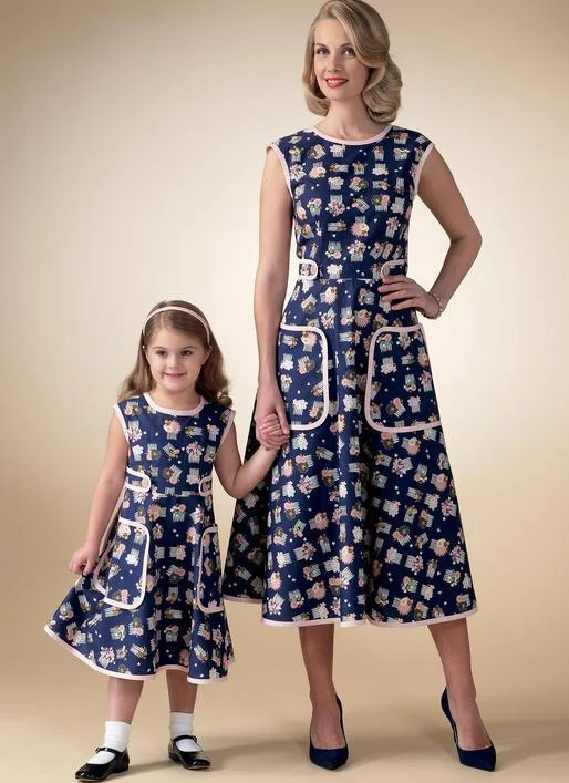 M7354 Misses/Childrens Matching Back-wrap dresses