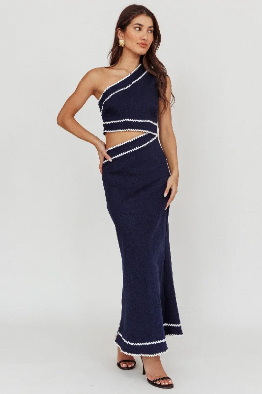 Mahli One-Shoulder Cut-Out Maxi Dress Dark Denim